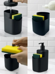 Complete Sink Kit | Trash Can, Dispenser, And Squeegee – Organization And Style - Black - View 4