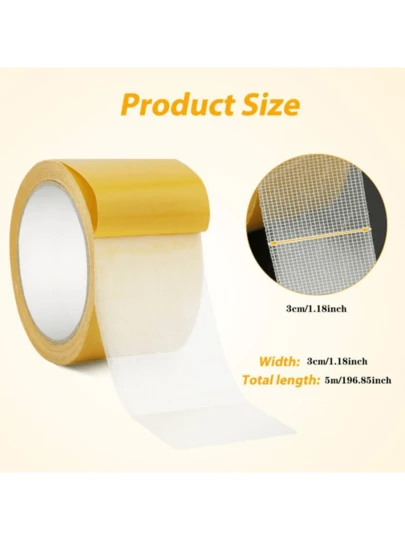 3pcs   Transparent Double-Sided Carpet Tape: Universal For Hardwood Floors & Area Rugs, Strong Adhesion For Secure Hold, No Residue Left