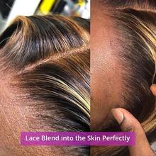 HJ WEAVE BEAUTY 13x6 Straight Human Hair Ombre 4/27 Highlight Wigs 13x6 Lace Frontal Wigs Human Hair Brazilian Natural Wigs For Women 200% Density Pre Plucked Hairline Heat Resistant - S4/27 - Xem 5