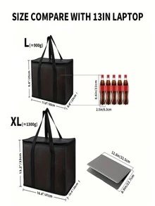 大号/特大号保温袋：让食物保持数小时的温暖/寒冷 - 杂货手提袋、软质冷藏袋、披萨保温袋、拉链礼品袋、轻便可重复使用的软面冷藏袋、便携式冷/热食品配送袋，适用于汽车旅行、野餐、烧烤、露营、户外活动 - 彩色 - 查看 8