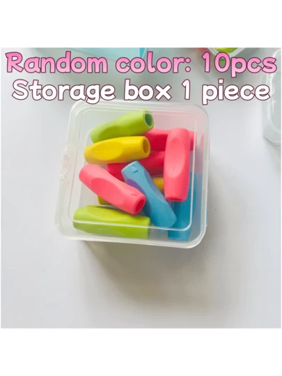 10 piezas [10 piezas de agarres de bolígrafo de color aleatorio + 1 caja de almacenamiento transparente] [5 piezas de agarres de bolígrafo de color aleatorio + caja de almacenamiento transparente] Soporte de bolígrafo de silicona ergonómico adecuado para estudiantes y adultos, 10 piezas de agarres de gel cóncavos de color aleatorio, agarres de lápiz, artículos de papelería, bolígrafos, de vuelta a la escuela