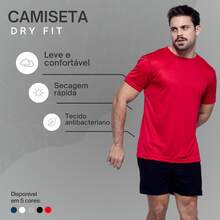 Kit 3 Men's Dry Fit T-Shirt Gym Training Running Cycling Basic Plain Blouse Shirt Workout Everyday - 彩色 - 查看 2