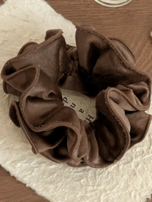 1pc/3pcs Autumn And Winter Velvet Fungus Edge Flower Bud Hair Tie, Lazy Style Low Ponytail Temperament Tied Hair Rope, Durable High Ponytail, Fashionable Hair Accessory For Women's Back Of The Head, Versatile Style, Suitable For Dark Color Matching In Autumn And Winter, Parties, Home, Holiday Gifts, Graduation Gifts, Suitable For Wearing In Multiple Scenarios ,Ponytail Holders ,Hair Elastics ,Hair Rubber Bands ,Scrunchies