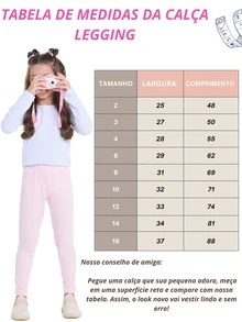 Kit Sortido 3 Calças Leggings em Cotton Infantil Menina -  2 ao 16 - Multicolorido - Visão 5