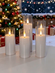 2pcs/3pcs/5pcs Smokeless LED Candles With Remote Control, Suitable For Wedding, Fireplace, Bedroom, Proposal, Halloween, Company Party, Gift - Transparent - View 7