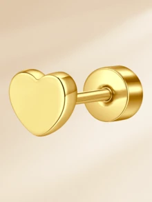 1 pieza Pendientes de acero inoxidable con forma de corazón y luna de 20G para mujeres para decoración diaria, pendientes de rosca de oro y plata, pendientes de cartílago, hélix y trágus