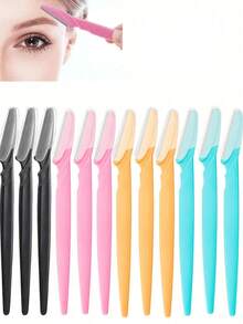 1 Handle + 4/8 Blades Set, Women's Bikini Manual Hair Removal Tool, Triple Layer Stainless Steel Shaving Blades, Replaceable Safety Razor Blades - Multicolor - View 9