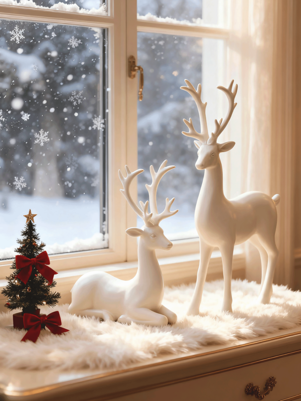 2 pezzi di decorazioni in resina a forma di cervo bianco, decorazioni natalizie per la stanza, decorazioni per la camera da letto, ottimo regalo, decorazioni invernali per la casa, decorazioni per matrimoni, collezione di gioielli per la casa, decorazioni per feste, San Valentino, compleanni