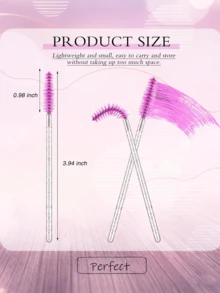 500/100/50PCS Disposable Crystal Pink Eyelash Brushes - Bendable Mascara Wands With Container, Professional Spoolies For Lash Extensions, Eyebrow Grooming & Castor Oil Application,Eyebrow Brush,Eyeshadow Brush,Spoolie,Spoolie Brush - Pink - View 6