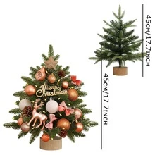 Mini Christmas Tree,Handcrafted Small Christmas Tree With Warm LED Glow Christmas Tree - Burlap Bows, Pinecone And "Merry Christmas" Sign Home Decor,Christmas Decorations(No Batteries)