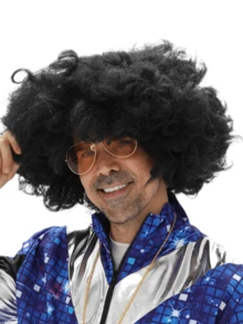 Disco Party Afro Wig For Men - 1980's Black Taco Style
