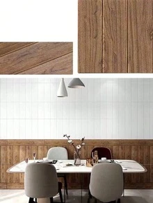 30pcs Waterproof Foam Wall Stickers, 3D Wood Grain Design Self-Adhesive Wallpaper, Suitable For Bathroom, Kitchen And Simple Home Wall Renovation