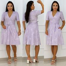 Women's Casual Elegant Printed Dress In Romantic Fabric - Lilac - View 1