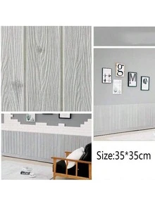 30pcs Waterproof Foam Wall Stickers, 3D Wood Grain Design Self-Adhesive Wallpaper, Suitable For Bathroom, Kitchen And Simple Home Wall Renovation