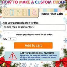 1 pieza Rompecabezas de madera personalizable con nombre, de 1 a 10 letras, 4 opciones de color, recuerdo educativo de crecimiento para que los niños aprendan letras y colores a través del juego - SXP4S-07-W-Y2 - Ver 3