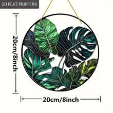 1pc, 2D Flat, Boho Style Turtle Back Bamboo Leaf Suncatcher - 8 Inch X 8 Inch Acrylic Window Decor With Vibrant Tropical Leaf Design, Vertically Hanging Home And Garden Decor, Perfect Gift For Plant Lovers, Moms, Girlfriends And Besties, Window Decoration - Multicolor - View 9