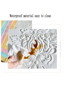 20pcs European Floral 3D Vinyl Wall Stickers - Peel And Stick, Self-Adhesive Panels For Living Room, Bathroom, Kitchen, Bedroom Decor, White Embossed Design, Easy To Install, Adds Elegance To Home Walls, Wall Stickers Home Decor