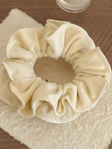 1pc/3pcs Autumn And Winter Velvet Fungus Edge Flower Bud Hair Tie, Lazy Style Low Ponytail Temperament Tied Hair Rope, Durable High Ponytail, Fashionable Hair Accessory For Women's Back Of The Head, Versatile Style, Suitable For Dark Color Matching In Autumn And Winter, Parties, Home, Holiday Gifts, Graduation Gifts, Suitable For Wearing In Multiple Scenarios ,Ponytail Holders ,Hair Elastics ,Hair Rubber Bands ,Scrunchies