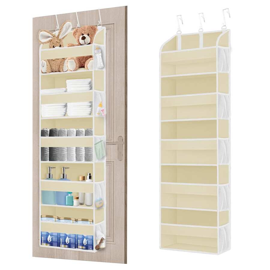 1 Pack Over The Door Storage Organizer With 5 Pockets 10 Mesh Side Pockets, 44 Lbs Weight Capacity Door Hanging Organizers And Storage For Bedroom, Bathroom, Pantry, Dorm - 米色 - 查看 1