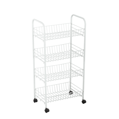 DISTRIBUX Carrito de 4 niveles con ruedas carro de almacenamiento multiusos para el hogar incluida la cocina el baño la oficina y el garaje blanco 4 Cestos  ✅ Entrega de 1-3 días