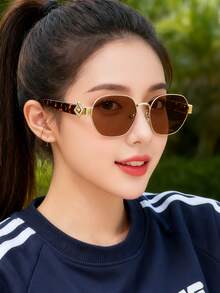 Gafas poligonales de moda para mujer, gafas con estampado de leopardo retro, gafas de estilo callejero para mujer, accesorio de vestir elegante de alta gama