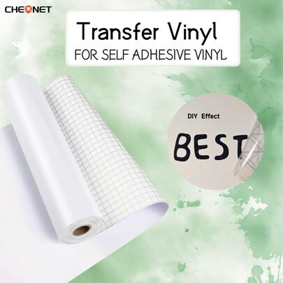 CHEONET-1 Transfer Tape Roll, Suitable For Self-Adhesive Vinyl Materials, 12 Inches X 25 Feet, Paper-Based Material, Permanent Adhesive, Ideal For Crafts, Punches And Vinyl Cutters, Easy To Cut, Transfer And Stick, Waterproof And Highly Adhesive.
