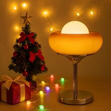 Modern Table Lamp Glass Lampshade Globe Bedside Lamp Creative Metal Base Desk Lamp Bedroom Living Room Decor Light