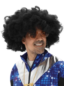 Disco Party Afro Wig For Men - 1980's Black Taco Style