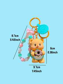 Adorable Butter Bear Keychain Pendant, Cartoon 3D Shape, Cute Butter Bear with Donut, Colorful Beads and Bow, Unique Design for Bag, Purse, or Key Ring, Fun and Whimsical Fashion Accessory for All Ages, Perfect for Daily, Travel, Use, Whimift for Herute Ato7, Cute Ato7, - 奶油小熊 - 查看 10