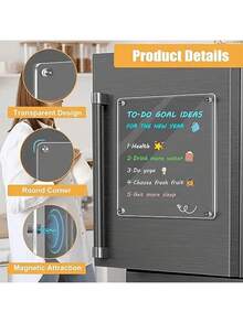 1 Set Acrylic Magnetic Memo Board - Multifunctional Weekly Planner And Fridge Storage Box, Kitchen/Office Fridge Notepad, Weekly & Monthly Planner, Reusable Shopping List And To-Do List, Transparent Memo Holder For Notes, Messages And Writing, Dry Erase, Also Can Be Used As Fridge Magnet Sticker - Multicolor - View 6