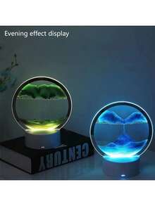 1pc Led Creative Sandglass, Festival Gift, Glass Liquid Sand Painting Night Light, Usb/Battery Dual-Use Touch Night Light, Bedroom Ambient Table Lamp, Home Decoration, Gift For Friends Birthday Gifts Graduation - Glass Quicksand Painting Night Light - View 4