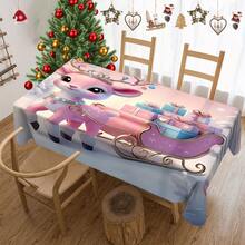 1/20 pezzi Tovaglia natalizia, motivo classico e carino di cervi rosa che tirano un carro con regali di Natale, tema felice, decorazione atmosfera natalizia, perfetta per studio, cucina, camera da letto, decorazione domestica, picnic all'aperto, decorazione per una casa felice
