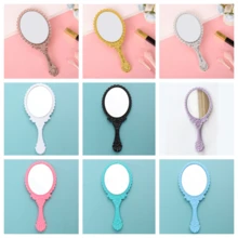 复古手持化妆镜 - 花卉蚀刻电镀梳妆镜，复古欧式图案便携式旅行镜，可放置于钱包或梳妆台上，玫瑰金INS风手镜，创意礼物，适合新娘、青少年和复古爱好者，是婚礼准备、卧室装饰的完美之选，也是母亲节和圣诞节的绝佳礼物，优雅手柄小巧化妆镜 - 多色 - 查看 11
