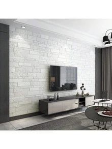 20/40 Pieces Of White 3D Brick Wall Decals - Easy Peel And Stick PVC Wallpaper For Living Room, Dining Room, Bedroom, And TV Background Walls - 27.56inch X 27.56inch