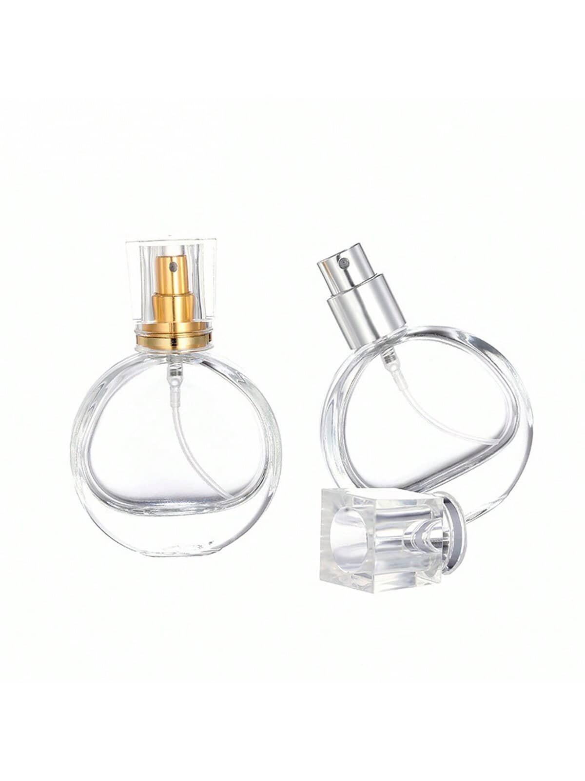 1 Chai nước hoa thủy tinh 25ml dạng tròn, phẳng, đóng gói phụ, chai rỗng đựng nước hoa, chai thủy tinh trang điểm, chai xịt cầm tay - Nhiều màu - Xem 1