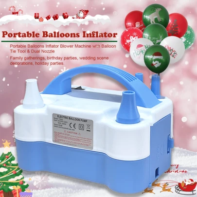 AOYI Portable Electric Balloon Pump With Dual Nozzles And Knotter, Electric Balloon Inflator Time Saving , Suitable For Party Decorations, Gatherings, Suitable For Graduation Gifts, Bachelor Party Gifts, Graduation Gifts, Back To School Gifts, Wedding Guest Return Gifts, Halloween, Christmas Decorations, Birthday Party Decorations And Wedding Supplies, Room Decorations