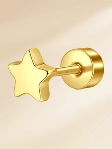 1 pieza Pendientes de acero inoxidable con forma de corazón y luna de 20G para mujeres para decoración diaria, pendientes de rosca de oro y plata, pendientes de cartílago, hélix y trágus