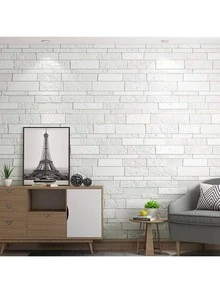 20/40 Pieces Of White 3D Brick Wall Decals - Easy Peel And Stick PVC Wallpaper For Living Room, Dining Room, Bedroom, And TV Background Walls - 27.56inch X 27.56inch