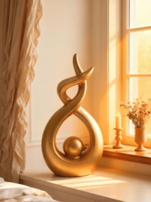 قطعة ديكور منزلي تحفة فنية حديثة تمثال خزفي ديكور طاولة غرفة الطعام وغرفة المعيشة والمكتب (ذهبي، كبير)