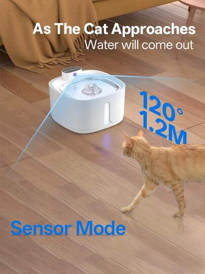 3.2L Wireless Cat Water Fountain With Motion Sensor, Automatic Silent Pet Drinking Dispenser, Rechargeable Battery Powered For Cats And Dogs