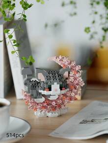 18 Pcs Cute Moon Flower Animal Building Blocks, DIY Animal Series Blocks, Desktop Decoration, Stress Relief, Home Decor, Assembling Figurine, Office Desk Accessories, Birthday Gift, New Year Gift, Christmas Gift, Suitable For Girlfriend Birthday, Creative Valentine's Day Gift