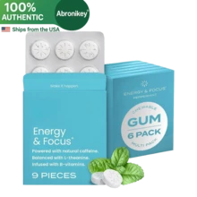 Abronikey NeuroGum Energy & Focus Caffeine Gum – Sugar Free With L-Theanine, B12 & B6 – Nootropic Supplement For Mental Clarity – Peppermint Flavor – 54 Pieces - 一包 - 查看 1