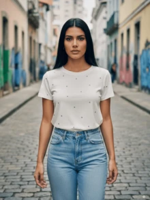 Camiseta T-shirt Feminina com Strass 15-198