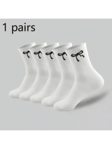 Quà tặng Ngày Valentine: Tất casual họa tiết nơ đen trắng cá nhân hóa, tối giản và thời trang, đa năng và thoải mái, tất dài phù hợp cho công sở và giải trí, thích hợp cho thể thao, ấm áp cho mùa thu/đông, tất đôi cao đến bắp chân. - Đen và trắng - Xem 20