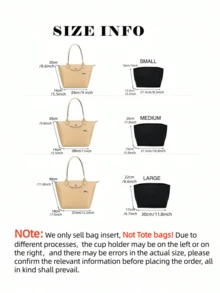 Le Pliage Tote Bag Organizer Insert, Multi-Pocket Felt Handbag Organizer, Zipper Storage Bag, Liner Bag - Coffee - View 6