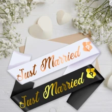 Écharpe de mariage "Juste mariés" Ruban décoratif pour la mariée et le marié