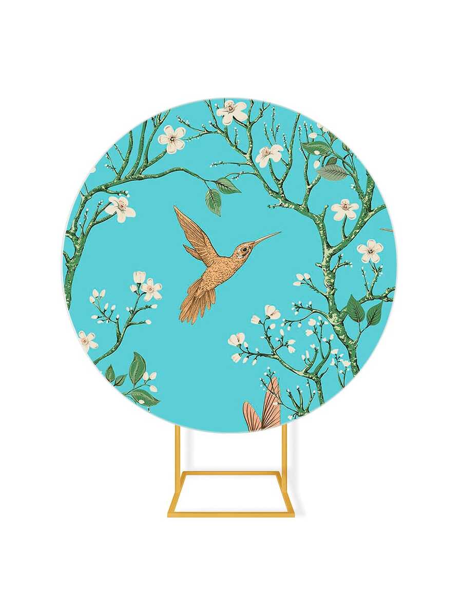 Capa Para Painel Redondo Sublimada – Decoração de Festas Aniversários "A Magia das Flores" 1,50m - 50cm - Multicolorido - Visão 1