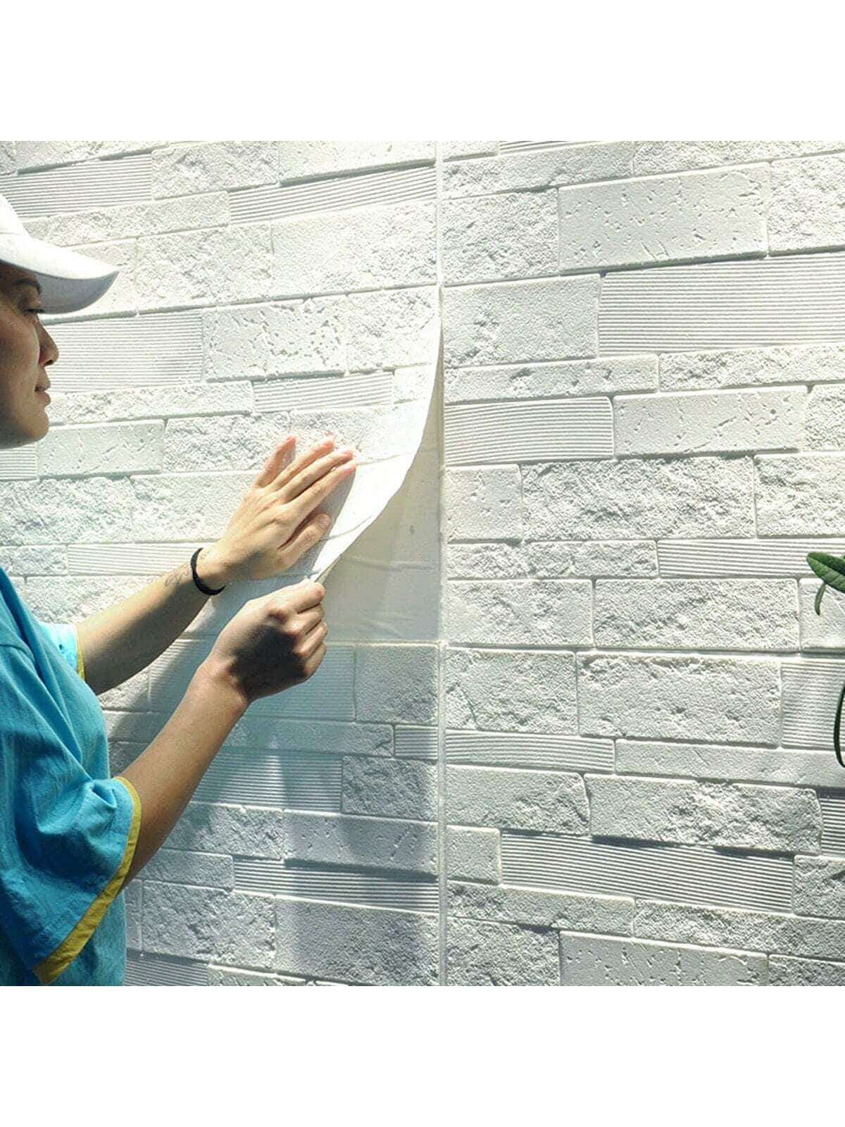 20/40 Pieces Of White 3D Brick Wall Decals - Easy Peel And Stick PVC Wallpaper For Living Room, Dining Room, Bedroom, And TV Background Walls - 27.56inch X 27.56inch