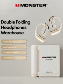Tai nghe Bluetooth MONSTER AC530 thiết kế mới, kiểu tai treo có thể gập lại, âm trầm sâu, khử tiếng ồn ENC, âm thanh chất lượng cao, nghe nhạc/gọi điện/chơi game, độ trễ thấp, thời lượng pin dài, tai nghe không dây tương thích với điện thoại thông minh và máy tính - Nhiều màu - Xem 13