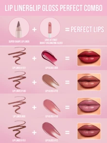 Misslyn MISSLYN-2PCS Perfect Combo Lip Liner & Lip Gloss Sst, Love At First Boost Volumizing Gloss, Moisturizing Water Gloss Lip Gloss, Long-Lasting Moisturizing Sweet Lip Glaze, Enhancing Gloss, High Pigment Lipstick Longwear, SUPER SHAPE LIP LINER, Lip Makeup,Long-Lasting,Wooden Pencil,Precision Tip ,Full Lip Look,Plump Lips,Built-In Pencil Sharpener,3D Makeup Effect